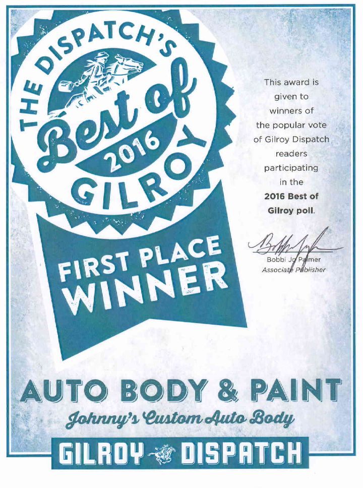 Gilroy Dispatch Contest Winner for Auto Body & Paint