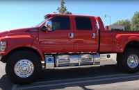 red side view of 2016 Ford F-650 Supertruck